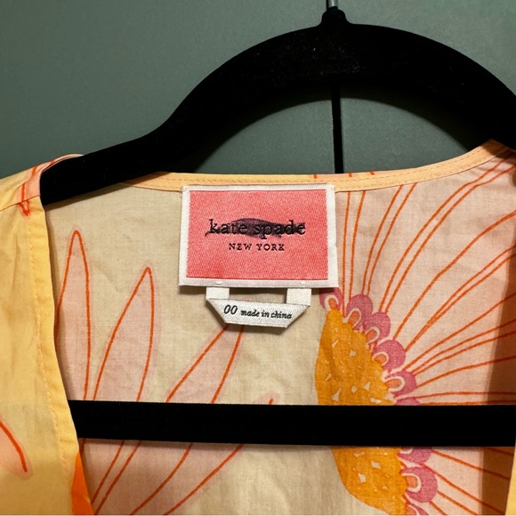 NWOT Kate Spade Grand Daisy Midi Wrap Dress Women's Orange Pink Size 00 - Picture 4 of 5